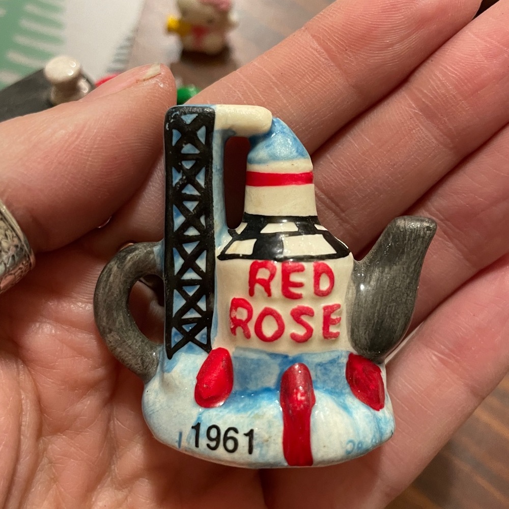 Vintage Red Rose Tea 1961 Space Shuttle Shaped Miniature Teapot Ornament